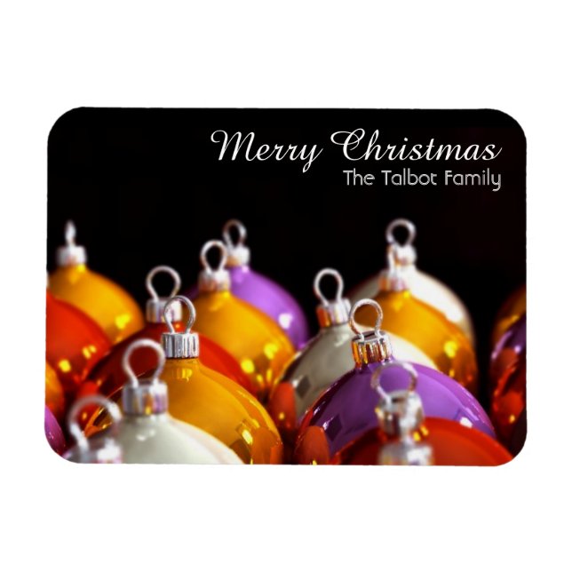 Boules de Noël Magnet de Noël personnalisé (Horizontal)