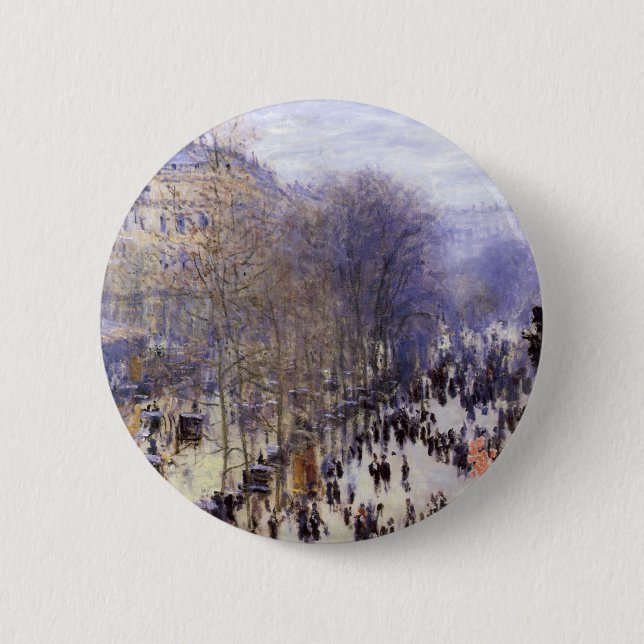 Boulevard des Capucines by Claude Monet, Fine Art 2 Inch Round Button (Front)