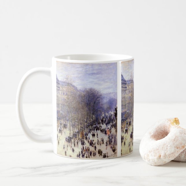 Boulevard des Capucines by Claude Monet, Fine Art Coffee Mug (With Donut)