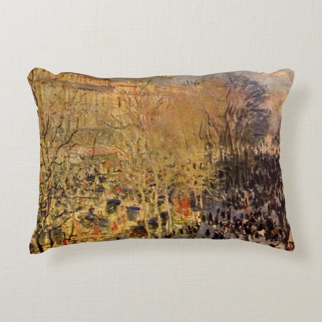 Boulevard des Capucines by Claude Monet, Fine Art Decorative Pillow (Front)