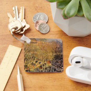 Boulevard des Capucines by Claude Monet, Fine Art Keychain