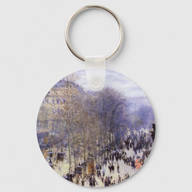 Boulevard des Capucines by Claude Monet, Fine Art Keychain (Front)