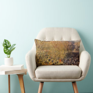 Boulevard des Capucines by Claude Monet, Fine Art Lumbar Pillow