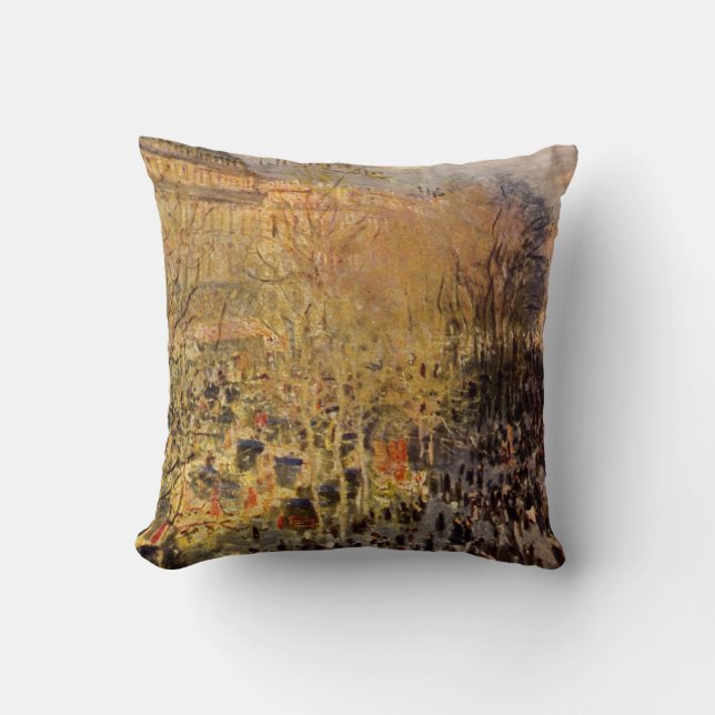 Boulevard des Capucines by Claude Monet, Fine Art Throw Pillow (Front)