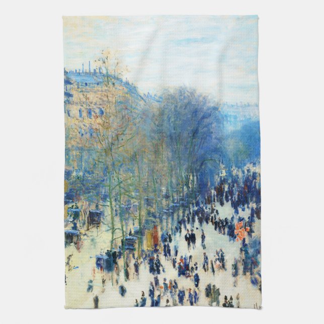 Boulevard des Capucines Claude Monet fine art Kitchen Towel (Vertical)