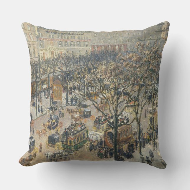 Boulevard des Italiens, Morning, Sunlight, 1897 Throw Pillow (Front)