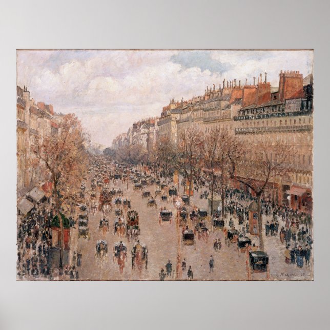 Boulevard Monmartre in Paris by Camille Pissarro Poster (Front)