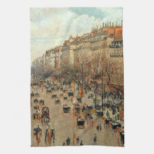 Boulevard Montmartre-Eremitage Camille Pissarro   Kitchen Towel