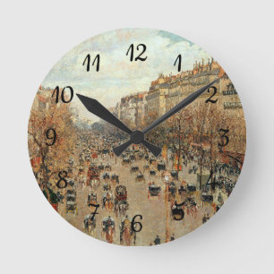 Boulevard Montmartre-Eremitage Camille Pissarro Round Clock