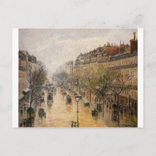 Boulevard Montmartre Spring Rain Camille Pissarro Postcard