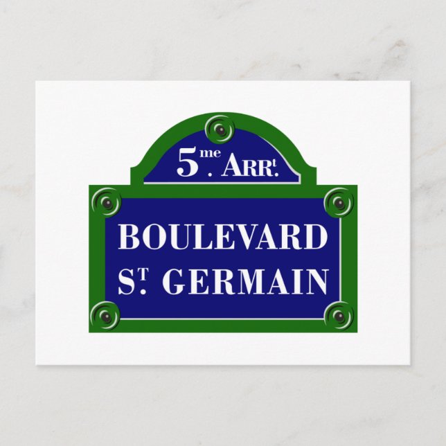 Boulevard Saint-Germain, Paris Street Sign Postcard (Front)