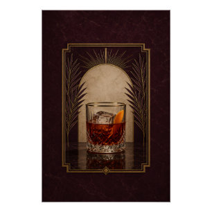 Boulevardier Art Deco Poster   Bar Art