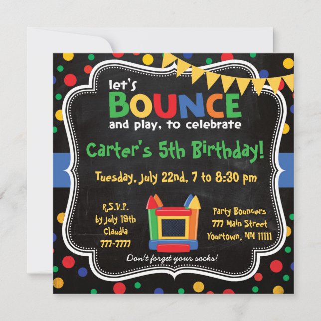 Bounce House and Inflatables Birthday Invitation (Front)
