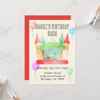 Bounce House Anniversaire Bash Party Invitation