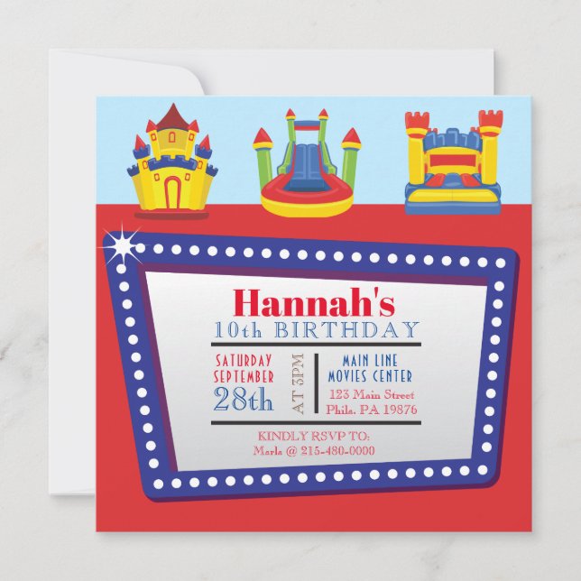 BOUNCE HOUSE ANNIVERSAIRE FÊTE INFLABLE Invitation (Devant)