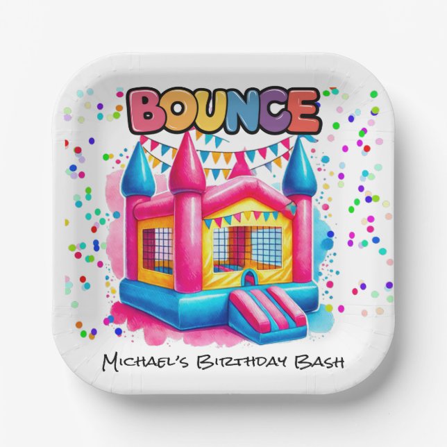 Bounce House Birthday Bash Paper Plate (Front)