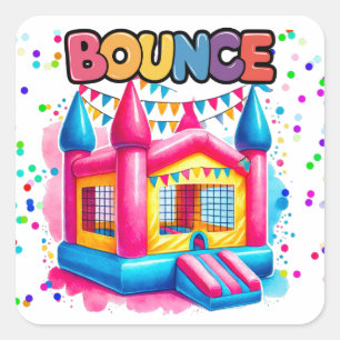 Bounce House Birthday Bash Square Sticker