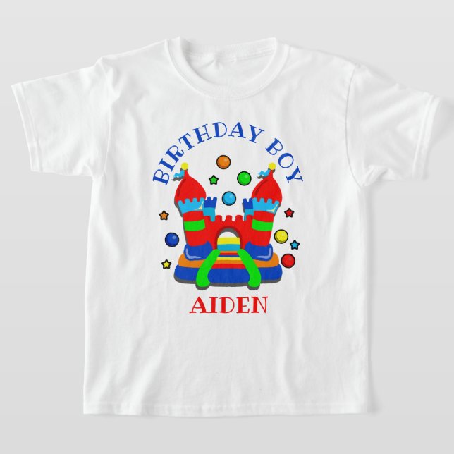 bounce house birthday boy party shirt castle (Laydown)