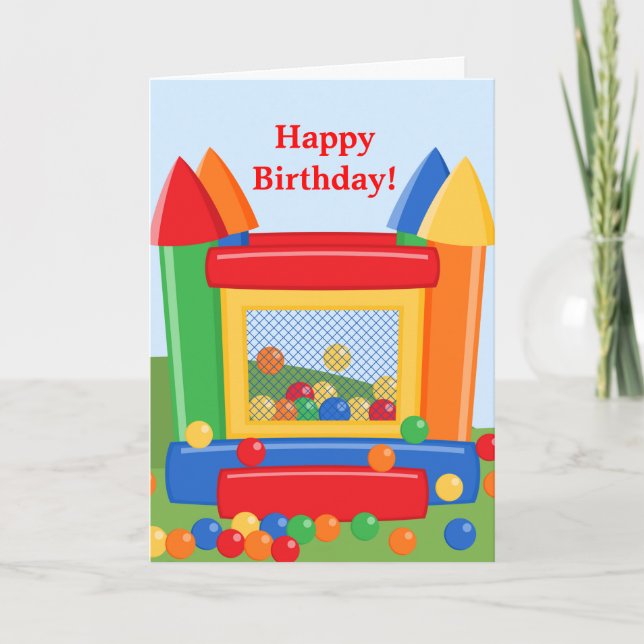 Bounce House Birthday Greeting Card (Front)