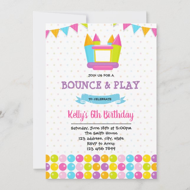 Bounce house birthday invitation (Front)