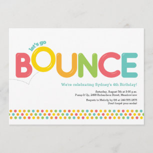 Bounce House Birthday Invitation Pink & Aqua
