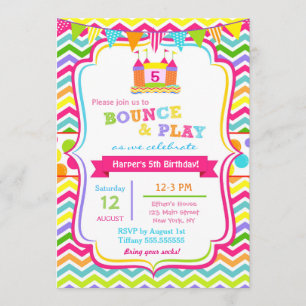 Bounce House Birthday Party Invitations Girl