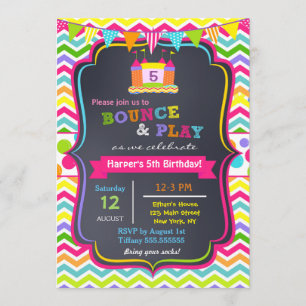 Bounce House Birthday Party Invitations Girl