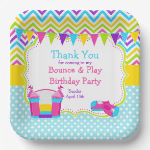 Bounce House Bouncy Castle Birthday Party Paper Plate