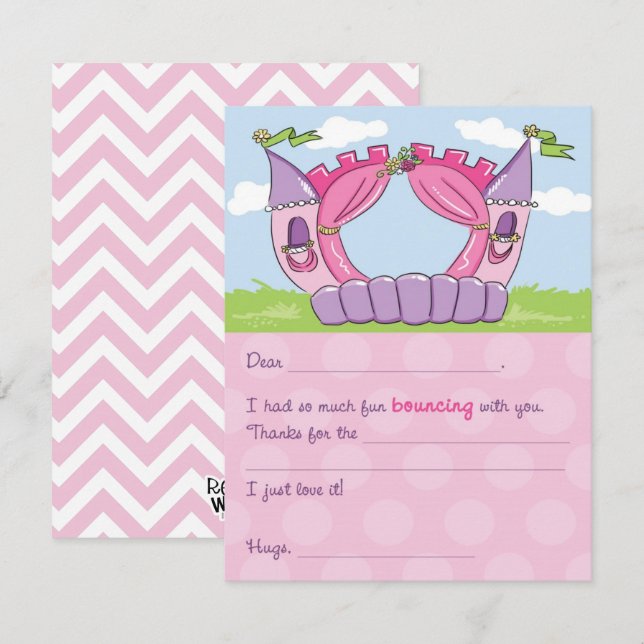 Bounce House Fill-In Thank You Card : Princess (Front/Back)