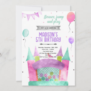 Bounce house girl theme invitation