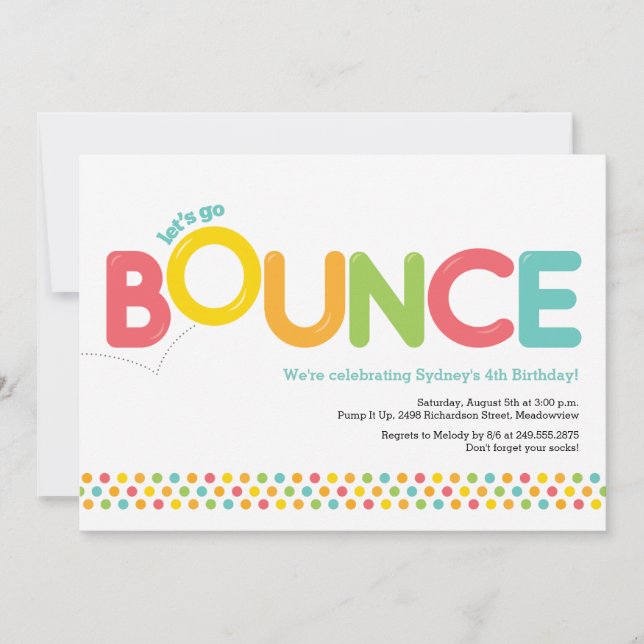 Bounce House Invitation Anniversaire Pink & Aqua (Devant)