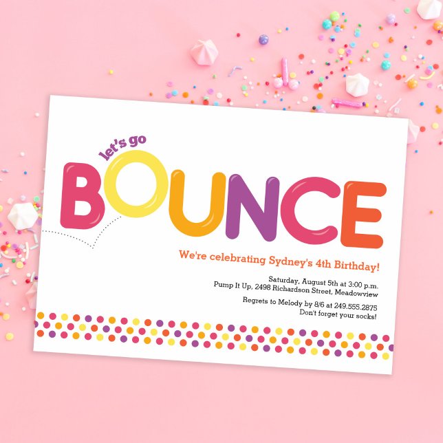 Bounce House Invitation Anniversaire rose et orang (Créateur téléchargé)