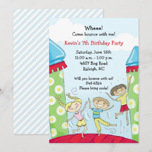 Bounce House Invitations : Garçons verts Bouncy