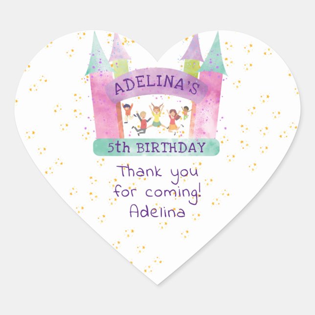 Bounce House Jump Play Gymnastics Kids Birthday Heart Sticker (Front)