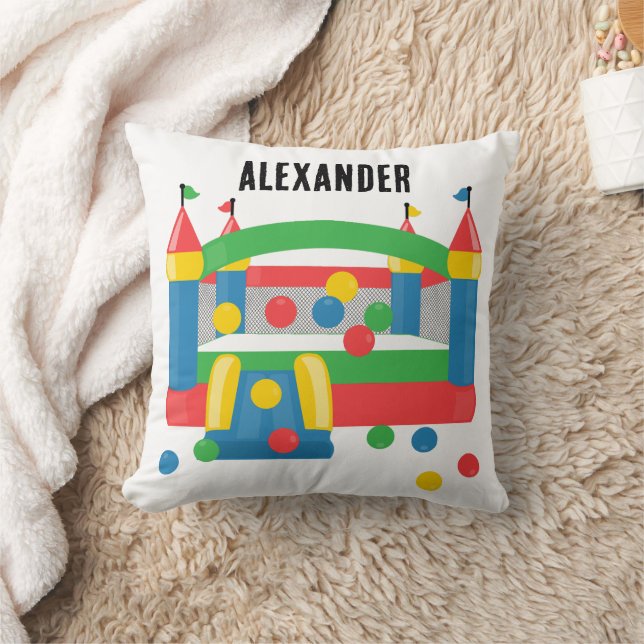 Bounce House Jumping Castle Ball Cute Pattern Throw Pillow (Blanket)