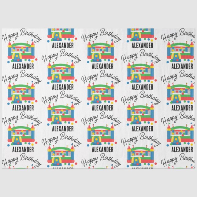 Bounce House Jumping Castle Ball Kids Name Tissue Paper (Front)