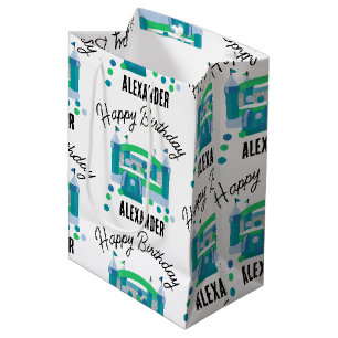 Bounce House Jumping Castle Birthday Name Kids Boy Medium Gift Bag