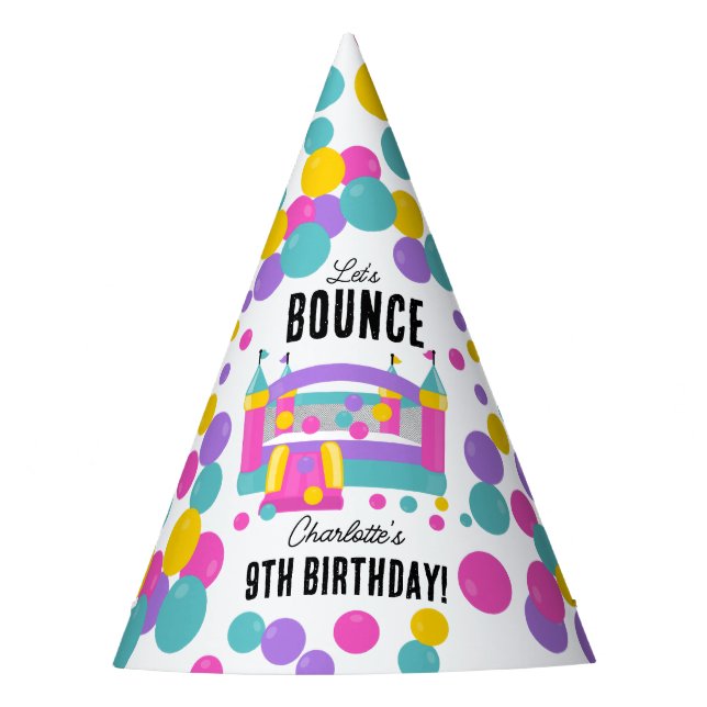 Bounce House Jumping Castle Kids Birthday Party Party Hat (Front)