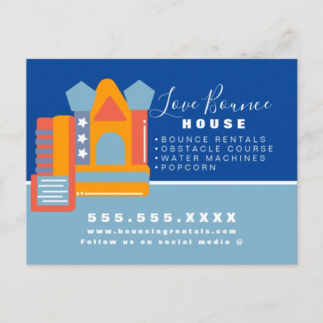 Bounce House Logo Party Carnival Rentals Business Postcard (Front)