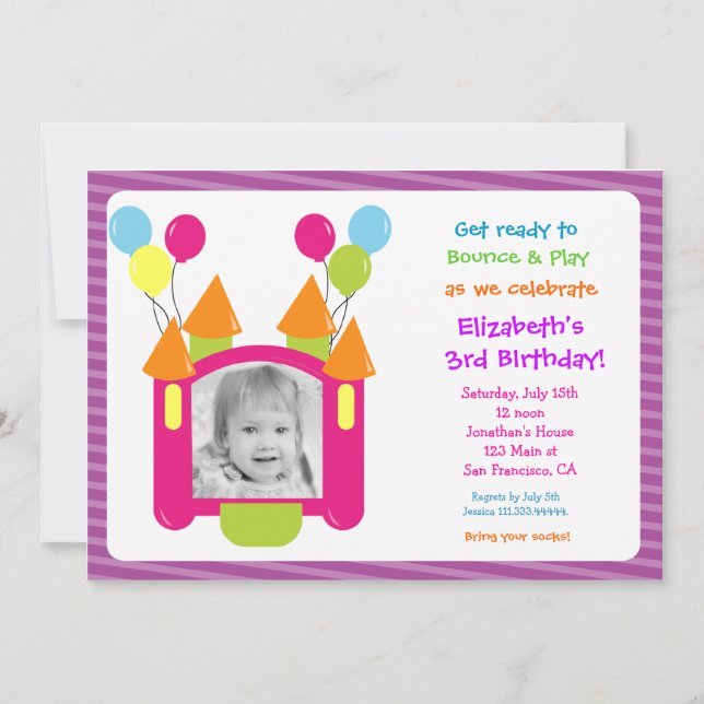 Bounce House Photo Birthday Invitations (Front)