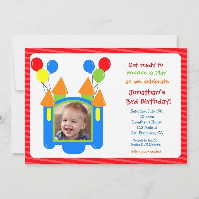 Bounce House Photo Invitation d'anniversaire (Devant)