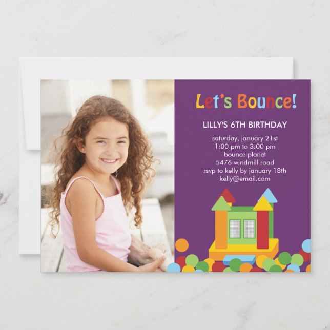 Bounce House Photo Invitation d'anniversaire - Pur (Devant)