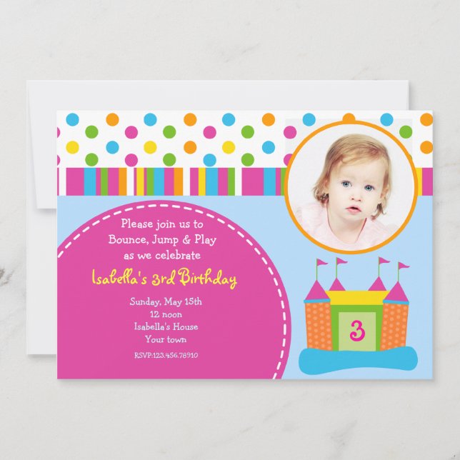 Bounce House Photo Invitations à la fête d'anniver (Devant)