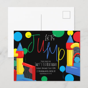Bounce Jump Kids Birthday Party Dots Balloons Postcard
