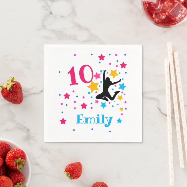 Bounce Jump Trampoline Birthday Girl Party   Napkin (Insitu)