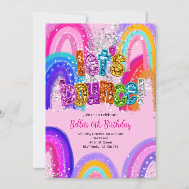 Bounce Trampoline Jump Party Birthday Invitation (Front)