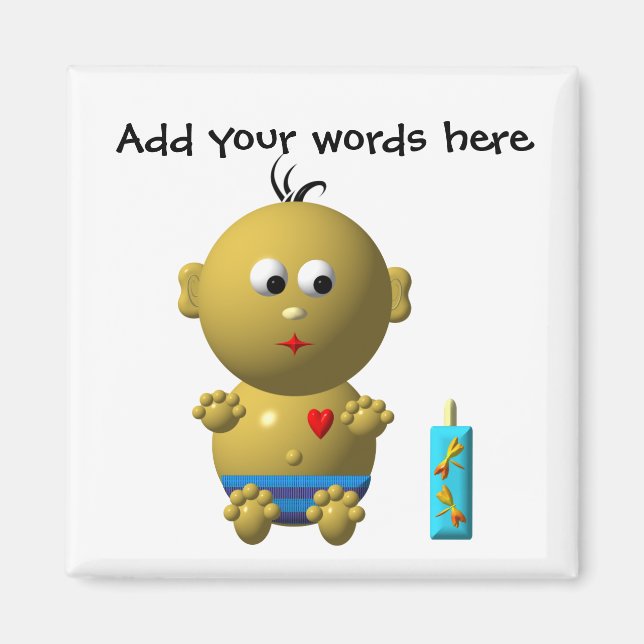 Bouncing Baby Boy with Heart and 1 Bottle Magnet (Front)