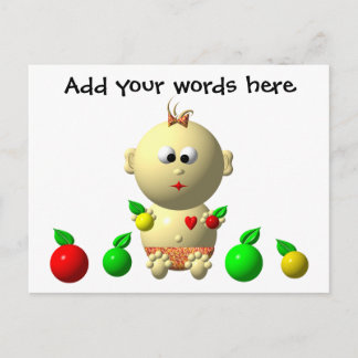 BOUNCING BABY GIRL WITH 6 APPLES POSTCARD