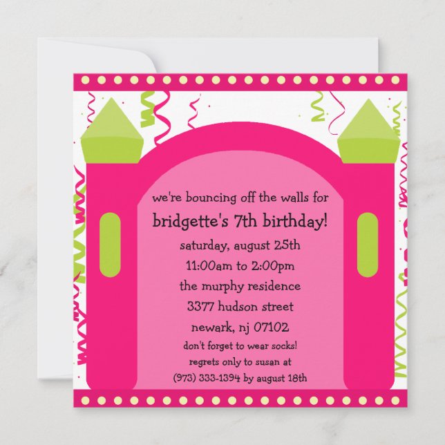 Bouncing of the Walls Bounce House Birthday Party Invitation (Front)