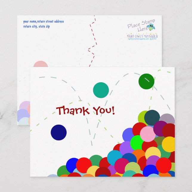 Bouncing Party Thank You Postcard (Front/Back)